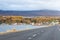 Akureyri biggest city of the North in Iceland road embankment crossing fjord