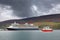 AKUREYRI, ICELAND, 27 OCTOBER 2019: Cruise ship in the harbour of Akureyri in Eyjafjordur, Iceland, Europe