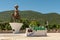 AkÅŸehir, Turkey - July 04, 2022: The modern monument of the national hero Hoca Nasreddin and Aksehir city square