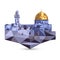 Al-Aqsa mosque and Dome of the Rock in Jerusalem, Israel. Polygon vector