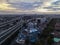 Al-azhar Center Mosque panorama view Largest Mosque in Bekasi. Ramadan and Eid Concept and noise cloud when sunset or sunrise view