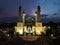 Al Barkah Mosque Largest Masjid in Bekasi, Ramadan Eid Concept background, Travel and tourism. with noise cloud after rain at