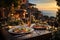Al fresco dining at a Mediterranean restaurant, an inviting outdoor dinner setting
