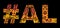 AL Hashtag. Multicolored bright isolate curves doodle letters. Hashtag #AL is abbreviation for the US American Alabama