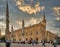 Al-Hussain Mosque Cairo, Egypt daylight exterior view with clouds in sky