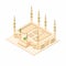 Al Masjid Nabawi mosque at Madinah Saudi Arabia famous religion building landmark isometric illustration vector