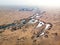 Al Qudra lakes in Dubai desert aerial view