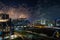 Al Raha Beach at Night with Fireworks Display over Yas Island in Abu Dhabi