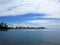 Ala Moana Beach Park with buildings of Honolulu, Waikiki and iconic Diamondhead in the distance during a beautiful day