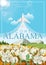 Alabama american travel poster. Cotton field