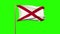 Alabama flag waving in the wind. Green screen
