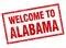 Alabama red square grunge welcome stamp