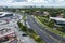 Alabang, Muntinlupa, Philippines - Aerial of Daang Hari Road with the Madrigal Business Park and Festival skylines