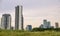 Alabang, Muntinlupa, Philippines - Alabang Skyline Filinvest City seen from empty field