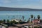 Alacati, Izmir, Turkey - August 25 2021: Panoramic view of Alacati is famous for  wind and kite surfing
