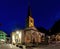 Alagna - The church Chiesa di San Giovanni Battista in the Valsesia valley range at dusk - Italy