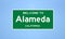 Alameda, California city limit sign. Town sign from the USA.