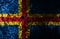 Aland grunge background flag, Finland dependent territory flag