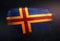 Aland Islands Flag Made of Metallic Brush Paint on Grunge Dark W