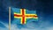 Aland Islands flag slider style with title. Waving