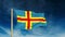 Aland Islands flag slider style. Waving in the win