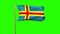 Aland Islands flag waving in the wind. Green