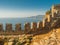 Alanya, Turkey. Beautiful view from the fortress Alanya Castle of the Mediterranean Sea and Cleopatra beach at sunset. Vacation