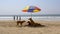 Alappuzha beach, south india, dogs under a sun parasol