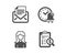 Alarm bell, Mail correspondence and Woman icons. Accounting report sign. Time, E-mail newsletter, Girl profile. Vector