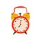 Alarm clock for 7 am. Time to get up to school or work. Retro mechanical watch with a hammer. A simple drawing is drawn