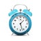 Alarm clock blue on white - vector