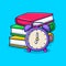 Alarm clock and book, educational clipart