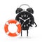 Alarm Clock Character Mascot with Life Buoy. 3d Rendering