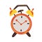 Alarm clock. clock design concept. Retro Red alarm clock is ringing. Wake-up time. Morning time.
