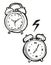 Alarm clock drawing, hand drawn cartoon