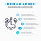 Alarm, Clock, Education, Timer Line icon with 5 steps presentation infographics Background