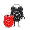 Alarm Clock Person Character Mascot with Red Alarm Clock. 3d Rendering