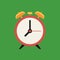 Alarm clock red wake-up time. Vector illustration flat design