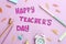 Alarm clock, text HAPPY TEACHER`S DAY