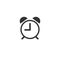 Alarm clock, wake-up time icon. Black clock with quarter. Flat icon