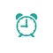 Alarm clock, wake-up time icon. blue clock with quarter.