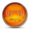 Alarm ringing bell icon shiny bright orange round button illustration