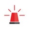 Alarm siren icon. Emergency light alert. Red symbol attention