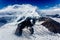 Alaska aerial landscape of snow capped mountaintops