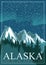 Alaska american travel banner. Snow landscape