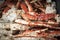 Alaska crab legs for food background