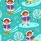 ALASKA GIRL Flat Design Seamless Pattern Vector Illustration