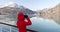 Alaska Glacier Bay cruise ship passenger looking at Alaskan mountains exploring