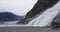 Alaska nature landscape with Mendenhall Glacier and Nugget Falls waterfall