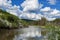 Alaska, summer landscape with blue sky and clouds.